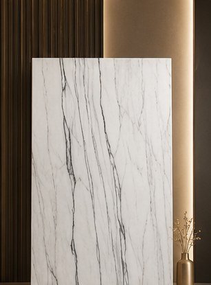 Linear White marble slab with fine vertical grey veining